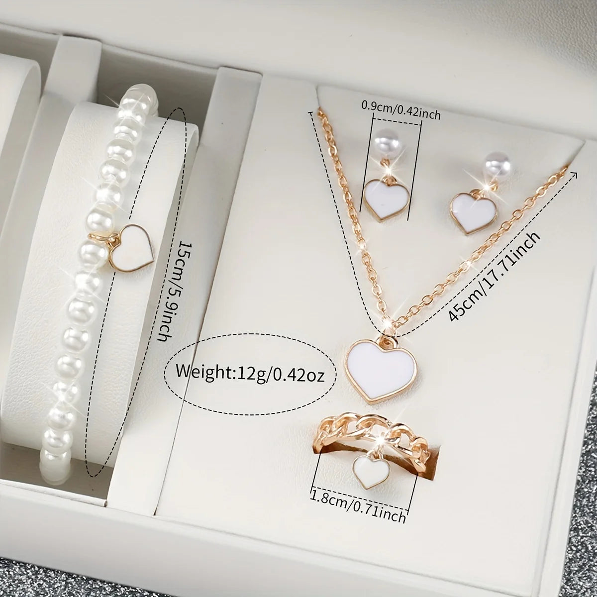 3/6PCS Women'S Watches Casual Silicone Band Analog Quartz Watch Heart Pearls Jewelry Set(Without Box)