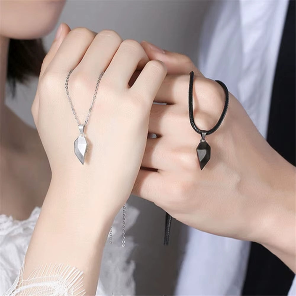 Good Simple Quality Couple Pendant Necklace Electrocardiogram,Magnetic Heart,Pendant Splicing Necklace Valentine'S Day Gift