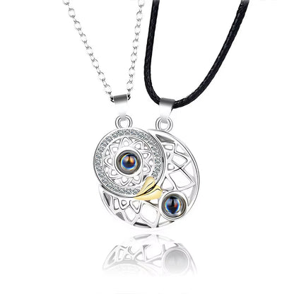 Minimalist Lovers Matching Friendship Love Heart Pendant Necklace Magnetic Distance Couple Necklace Jewelry Anniversary Gift