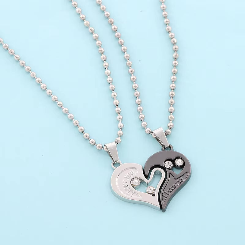 Good Simple Quality Couple Pendant Necklace Electrocardiogram,Magnetic Heart,Pendant Splicing Necklace Valentine'S Day Gift