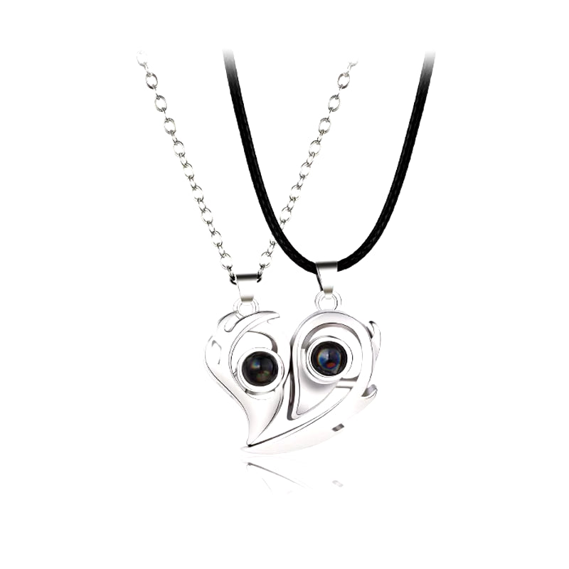 Good Simple Quality Couple Pendant Necklace Electrocardiogram,Magnetic Heart,Pendant Splicing Necklace Valentine'S Day Gift