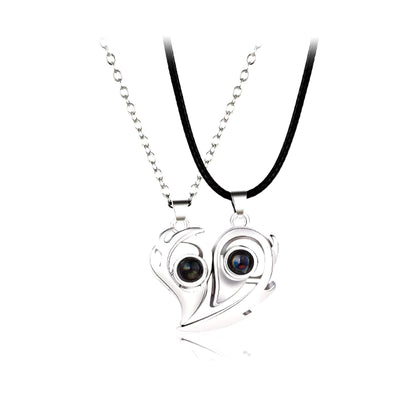 Good Simple Quality Couple Pendant Necklace Electrocardiogram,Magnetic Heart,Pendant Splicing Necklace Valentine'S Day Gift