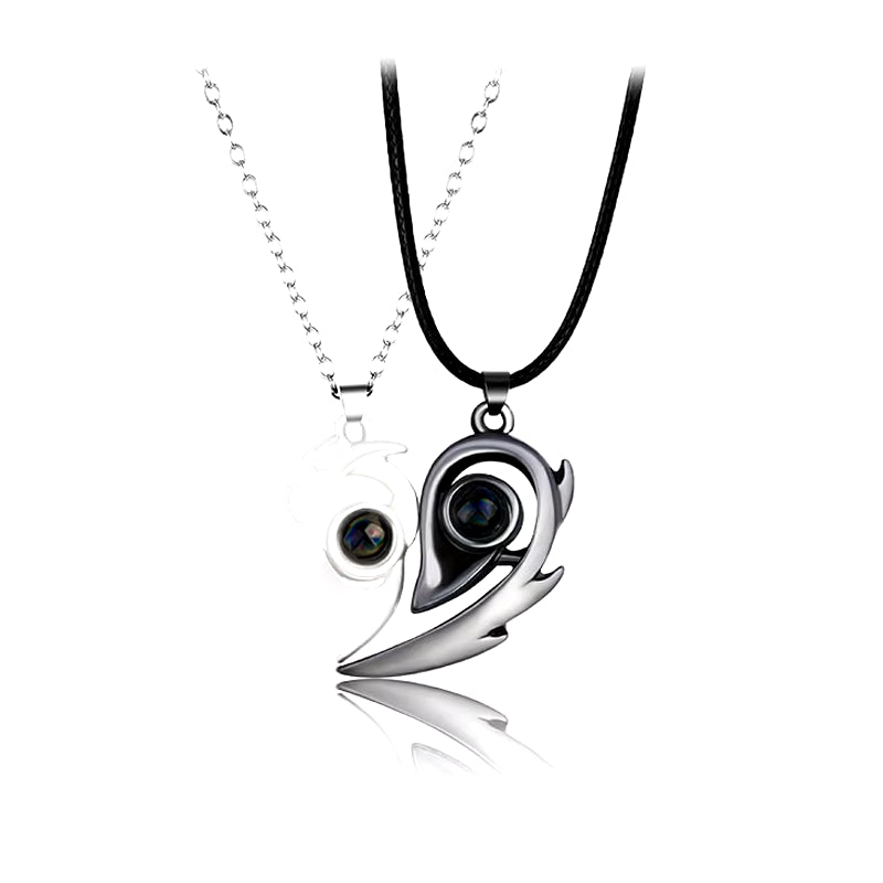 Good Simple Quality Couple Pendant Necklace Electrocardiogram,Magnetic Heart,Pendant Splicing Necklace Valentine'S Day Gift