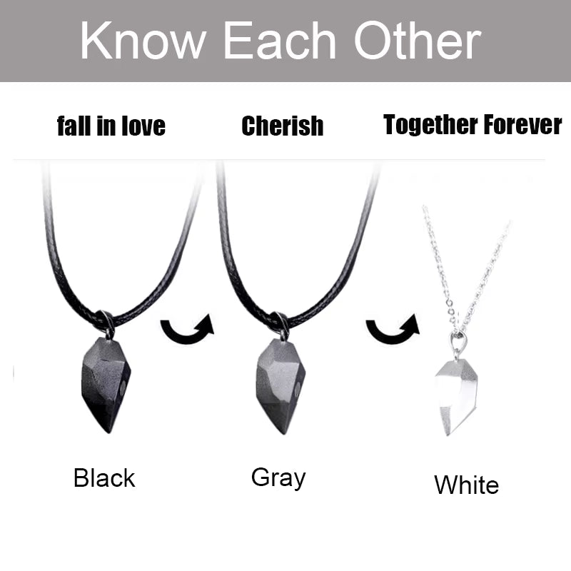 Minimalist Lovers Matching Friendship Love Heart Pendant Necklace Magnetic Distance Couple Necklace Jewelry Anniversary Gift