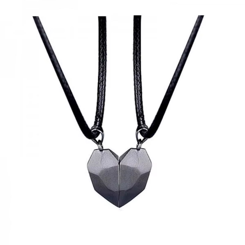 Minimalist Lovers Matching Friendship Love Heart Pendant Necklace Magnetic Distance Couple Necklace Jewelry Anniversary Gift