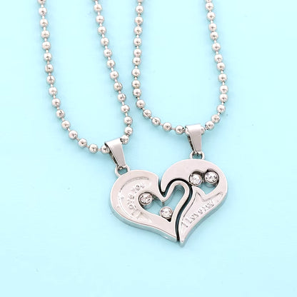 Good Simple Quality Couple Pendant Necklace Electrocardiogram,Magnetic Heart,Pendant Splicing Necklace Valentine'S Day Gift