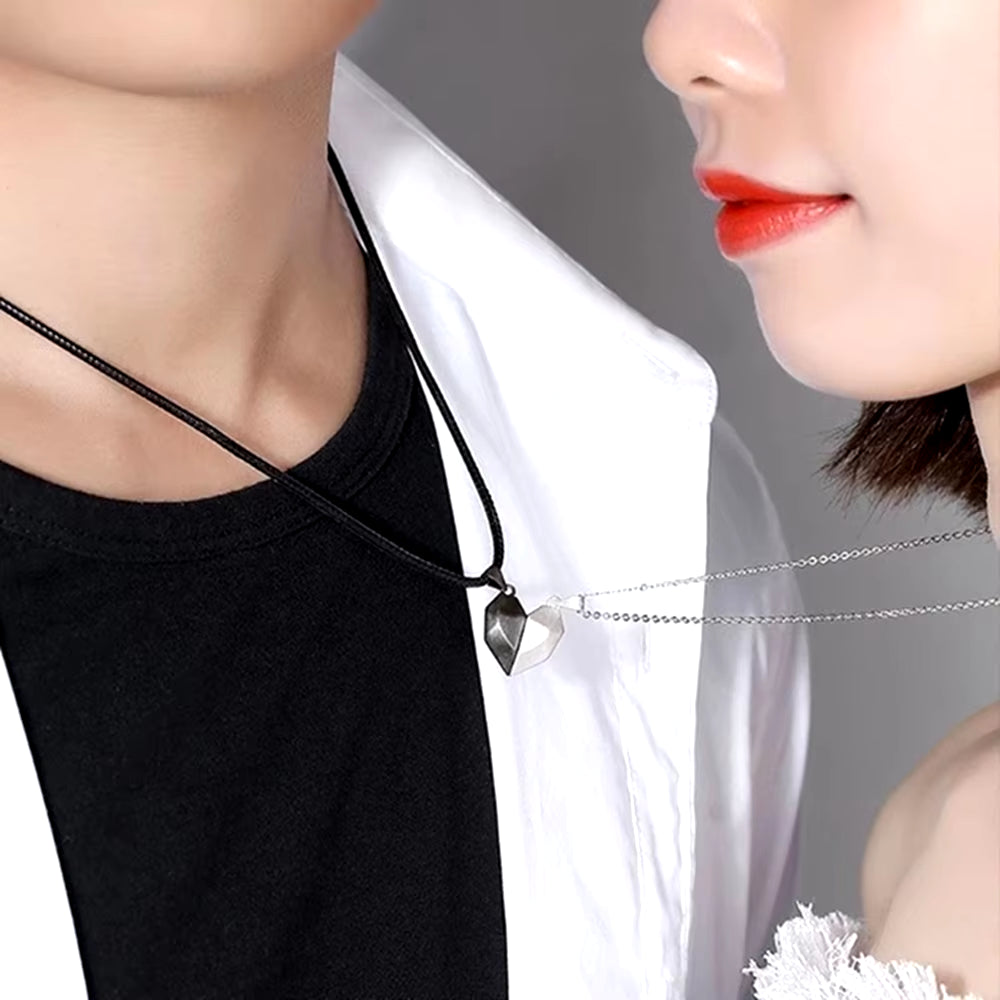 Good Simple Quality Couple Pendant Necklace Electrocardiogram,Magnetic Heart,Pendant Splicing Necklace Valentine'S Day Gift